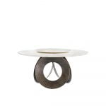 Rozel White Marble Top Lazy Susan Dining Table